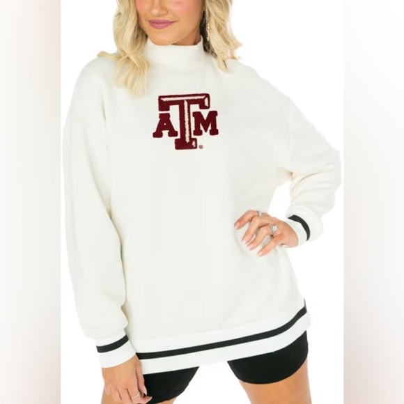 Classic White Turtleneck Sweater with Maroon Logo - Picture 11 of 16